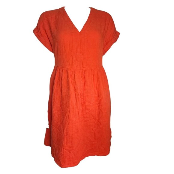 UNIVERSAL THREAD Solid All Orange Short Sleeve Pullover Dress Womens Size Small - Picture 1 of 6